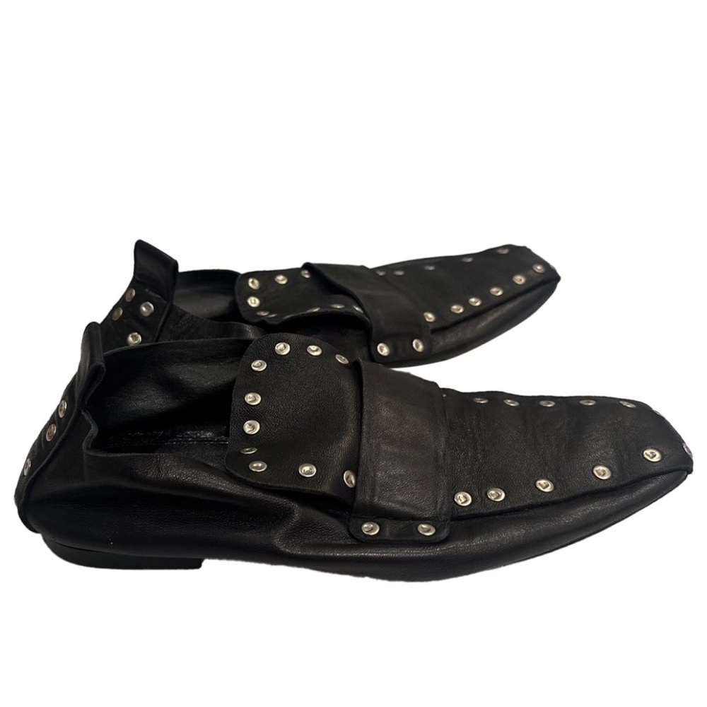 Vintage Celine Flats Black Leather Studded Size 38